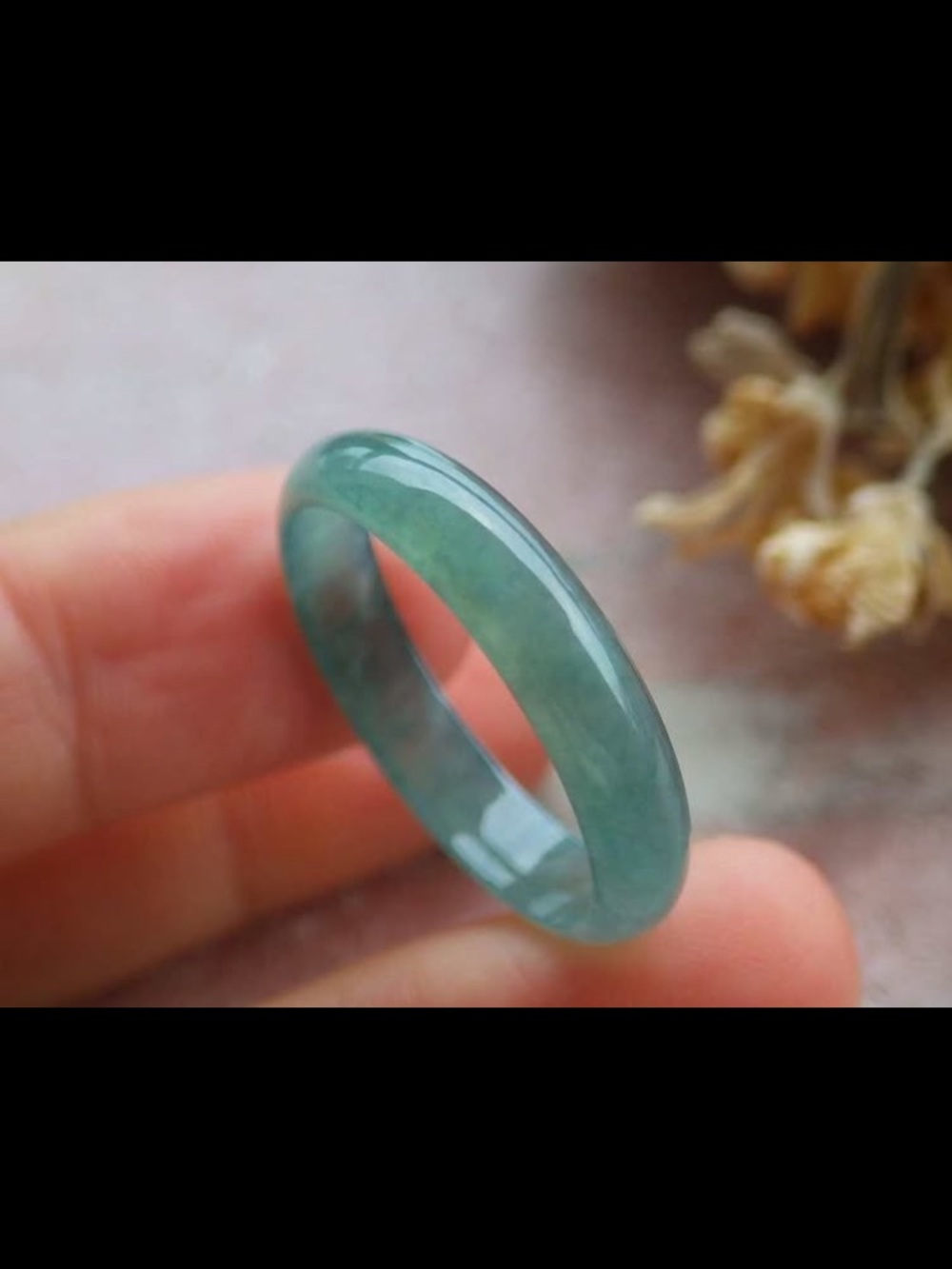 Green Certificate Jadeite jade Green plain thin Ring Circle size11